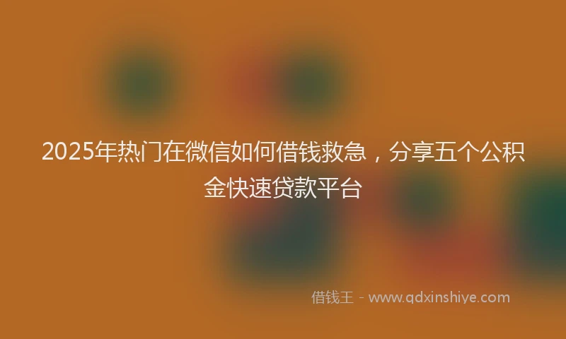 2025年热门在微信如何借钱救急，分享五个公积金快速贷款平台