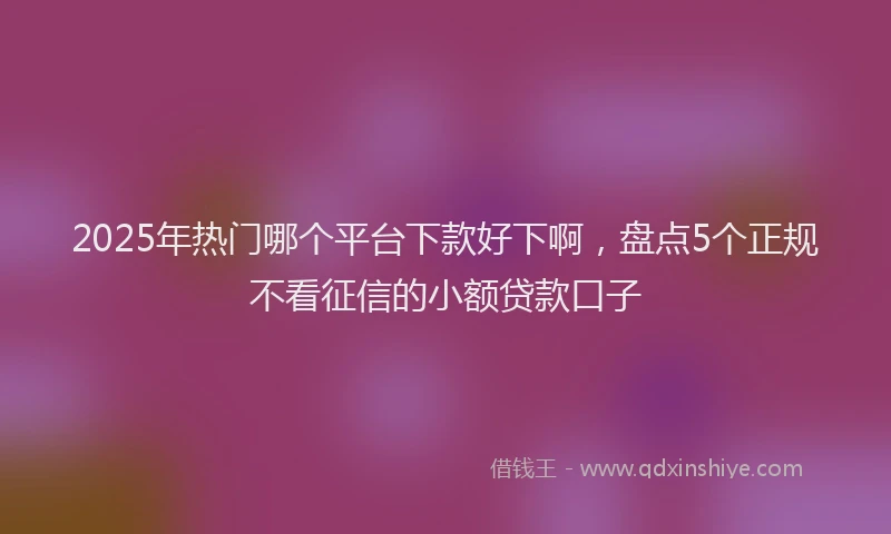 2025年热门哪个平台下款好下啊，盘点5个正规不看征信的小额贷款口子