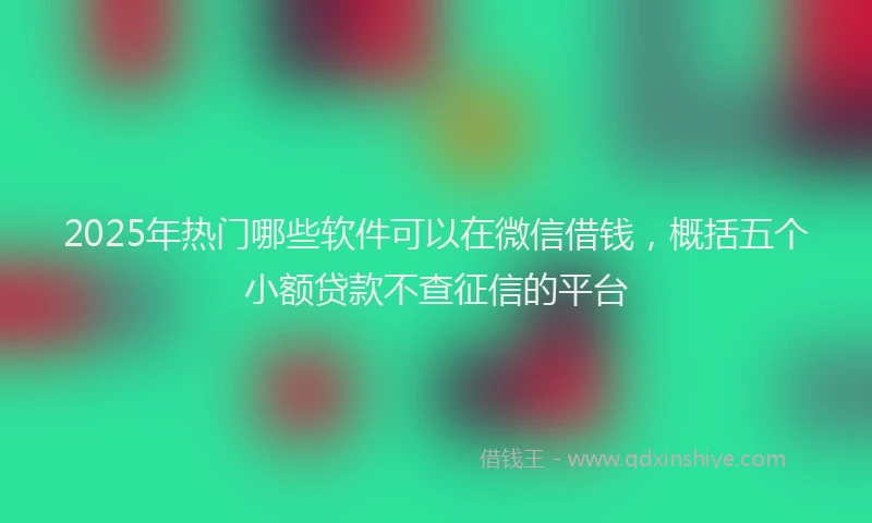 2025年热门哪些软件可以在微信借钱，概括五个小额贷款不查征信的平台