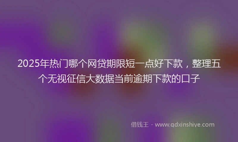 2025年热门哪个网贷期限短一点好下款，整理五个无视征信大数据当前逾期下款的口子