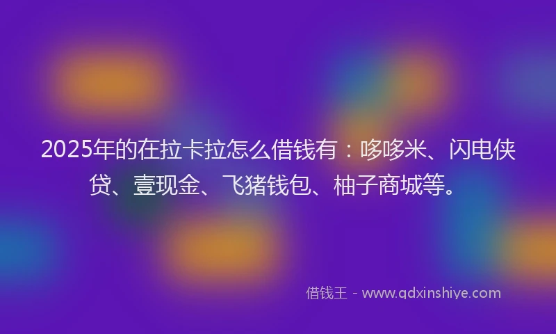 2025年的在拉卡拉怎么借钱有：哆哆米、闪电侠贷、壹现金、飞猪钱包、柚子商城等。
