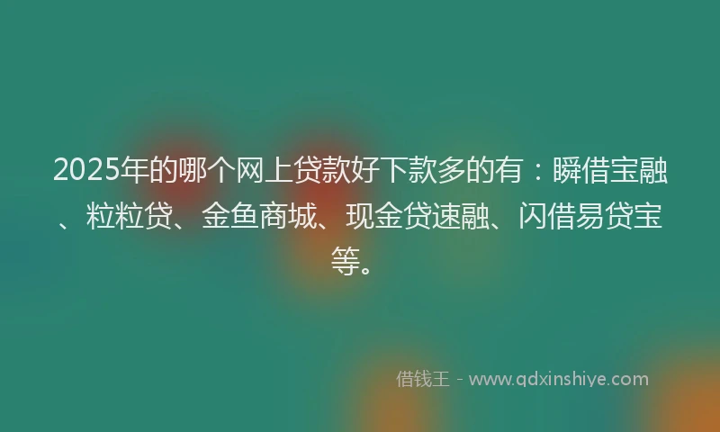 2025年的哪个网上贷款好下款多的有：瞬借宝融、粒粒贷、金鱼商城、现金贷速融、闪借易贷宝等。