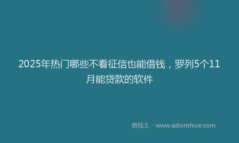 2025年热门哪些不看征信也能借钱，罗列5个11月能贷款的软件