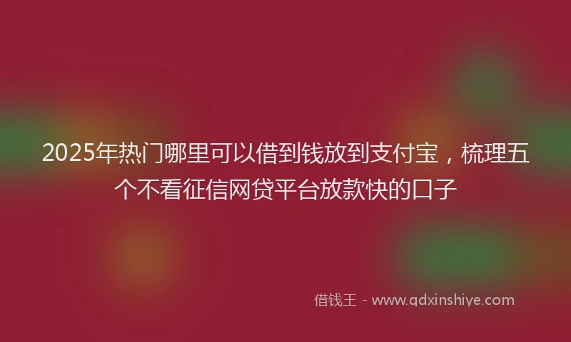 2025年热门哪里可以借到钱放到支付宝，梳理五个不看征信网贷平台放款快的口子