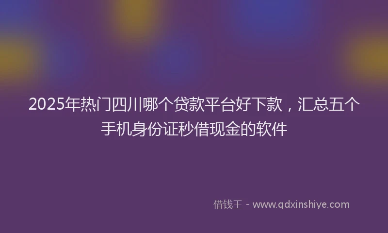 2025年热门四川哪个贷款平台好下款，汇总五个手机身份证秒借现金的软件