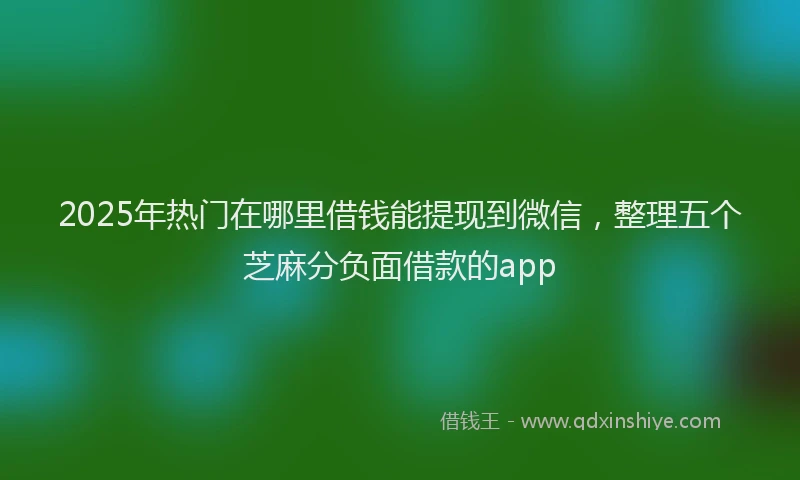 2025年热门在哪里借钱能提现到微信，整理五个芝麻分负面借款的app
