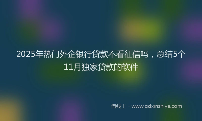 2025年热门外企银行贷款不看征信吗，总结5个11月独家贷款的软件