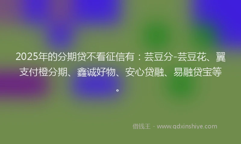 2025年的分期贷不看征信有：芸豆分-芸豆花、翼支付橙分期、鑫诚好物、安心贷融、易融贷宝等。