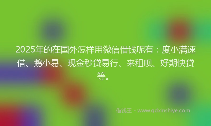 2025年的在国外怎样用微信借钱呢有：度小满速借、鹅小易、现金秒贷易行、来租呗、好期快贷等。