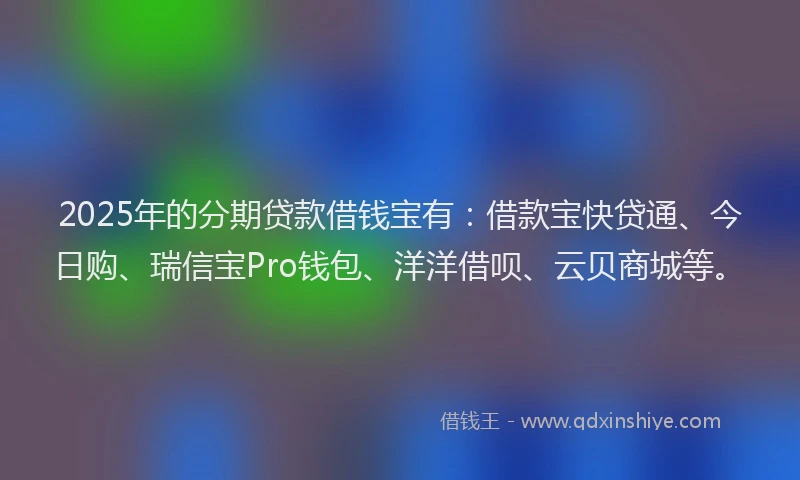 2025年的分期贷款借钱宝有：借款宝快贷通、今日购、瑞信宝Pro钱包、洋洋借呗、云贝商城等。
