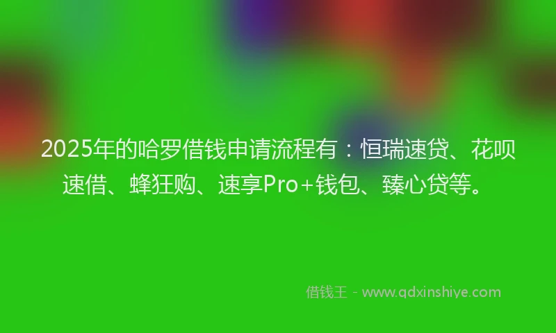 2025年的哈罗借钱申请流程有：恒瑞速贷、花呗速借、蜂狂购、速享Pro+钱包、臻心贷等。