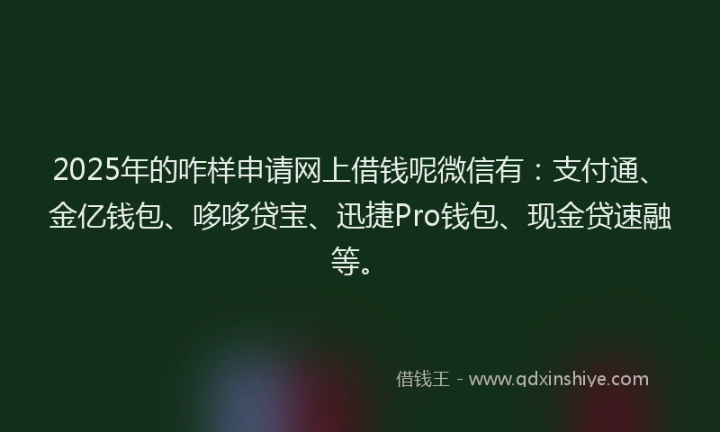 2025年的咋样申请网上借钱呢微信有：支付通、金亿钱包、哆哆贷宝、迅捷Pro钱包、现金贷速融等。