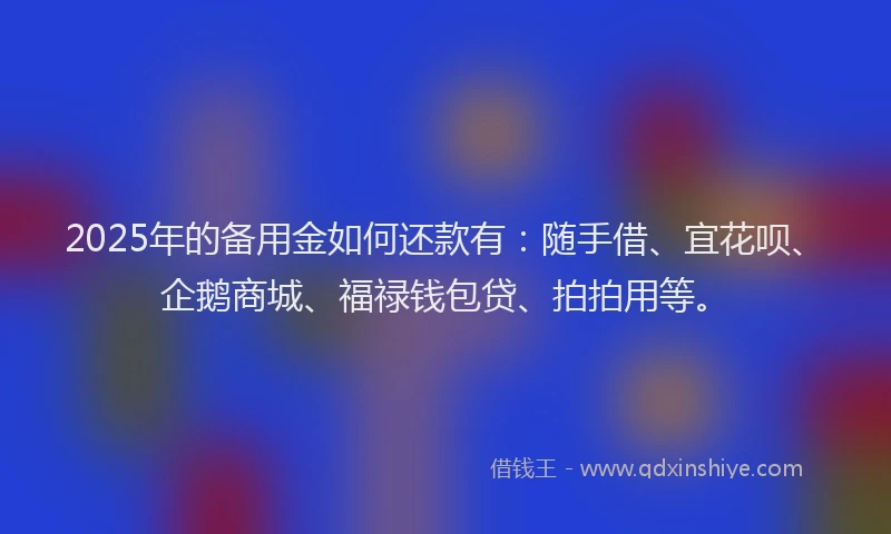 2025年的备用金如何还款有：随手借、宜花呗、企鹅商城、福禄钱包贷、拍拍用等。