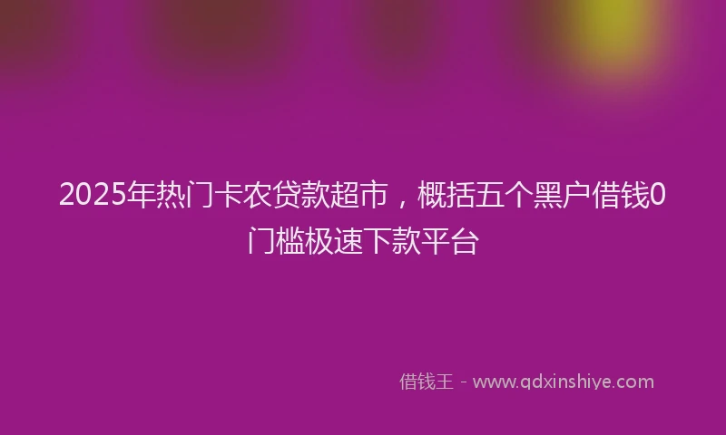 2025年热门卡农贷款超市，概括五个黑户借钱0门槛极速下款平台
