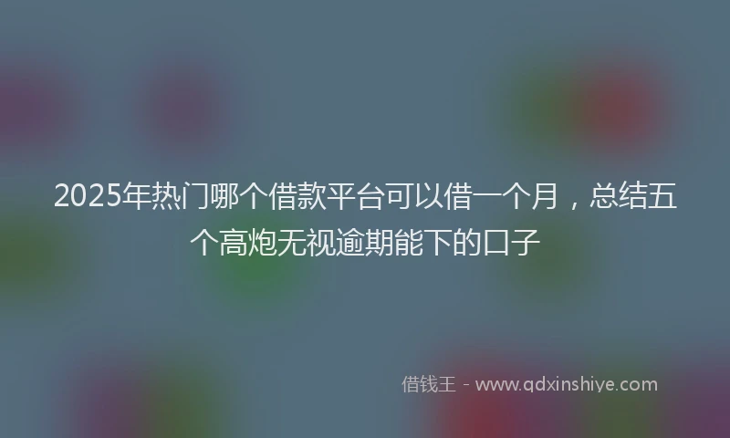 2025年热门哪个借款平台可以借一个月，总结五个高炮无视逾期能下的口子