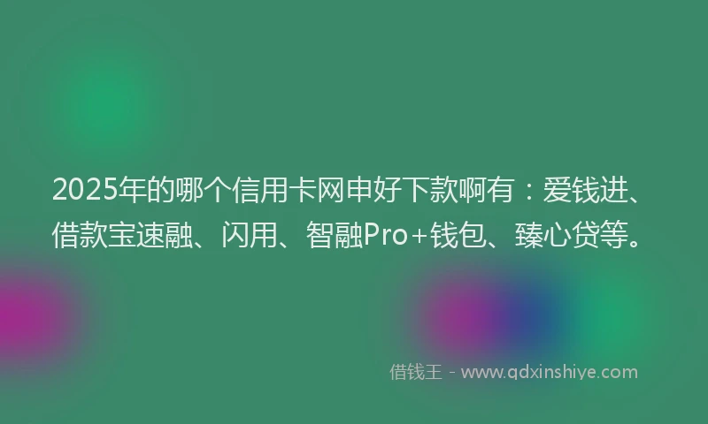 2025年的哪个信用卡网申好下款啊有：爱钱进、借款宝速融、闪用、智融Pro+钱包、臻心贷等。