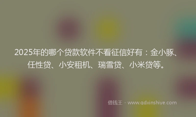 2025年的哪个贷款软件不看征信好有：金小豚、任性贷、小安租机、瑞雪贷、小米贷等。