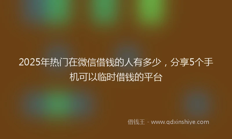 2025年热门在微信借钱的人有多少，分享5个手机可以临时借钱的平台
