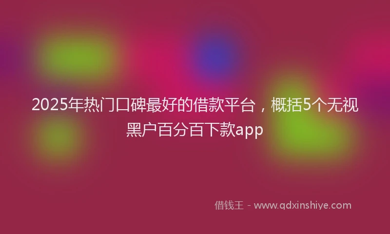 2025年热门口碑最好的借款平台，概括5个无视黑户百分百下款app