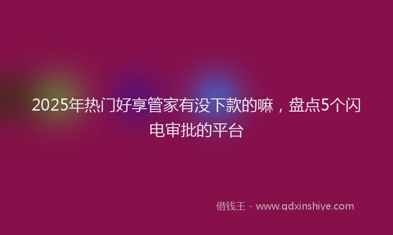 2025年热门好享管家有没下款的嘛，盘点5个闪电审批的平台