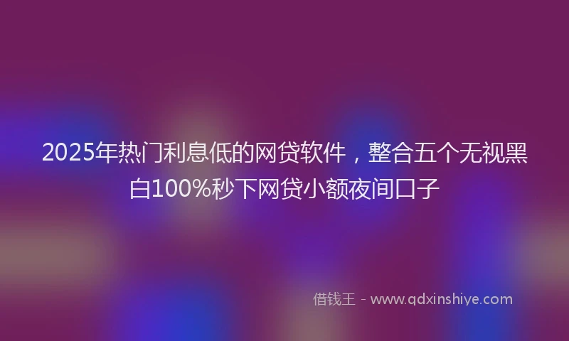 2025年热门利息低的网贷软件，整合五个无视黑白100%秒下网贷小额夜间口子