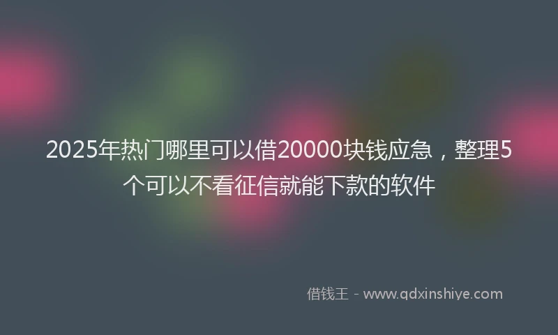 2025年热门哪里可以借20000块钱应急，整理5个可以不看征信就能下款的软件