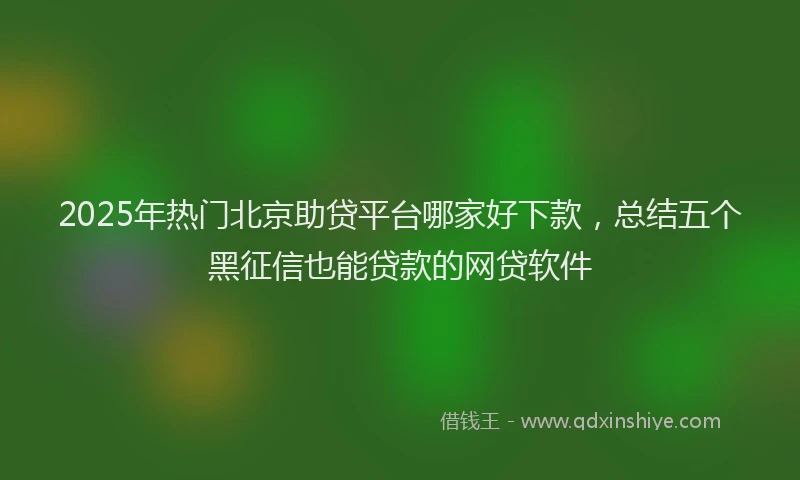 2025年热门北京助贷平台哪家好下款，总结五个黑征信也能贷款的网贷软件