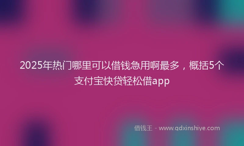 2025年热门哪里可以借钱急用啊最多，概括5个支付宝快贷轻松借app