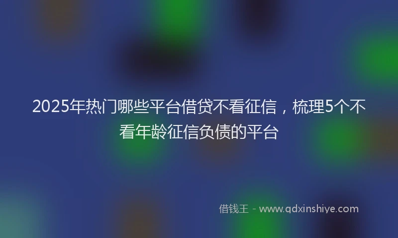 2025年热门哪些平台借贷不看征信，梳理5个不看年龄征信负债的平台