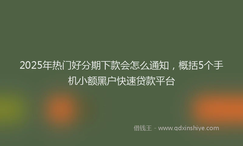 2025年热门好分期下款会怎么通知，概括5个手机小额黑户快速贷款平台