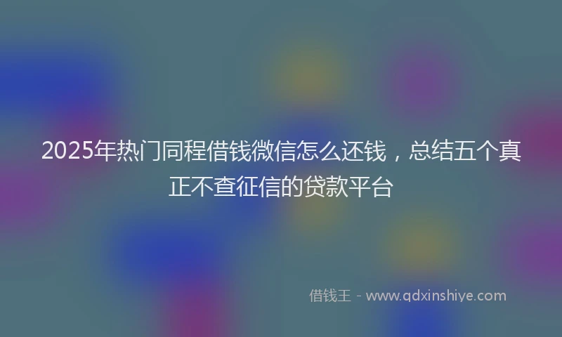 2025年热门同程借钱微信怎么还钱，总结五个真正不查征信的贷款平台