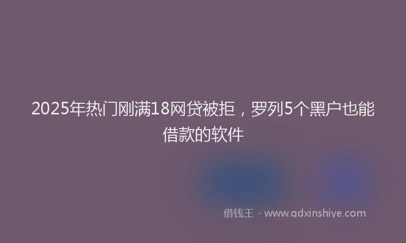 2025年热门刚满18网贷被拒，罗列5个黑户也能借款的软件
