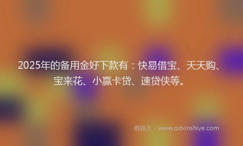 2025年的备用金好下款有：快易借宝、天天购、宝来花、小赢卡贷、速贷侠等。