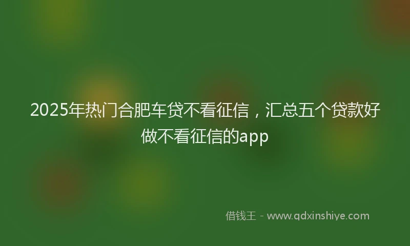 2025年热门合肥车贷不看征信，汇总五个贷款好做不看征信的app