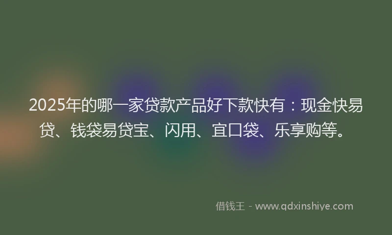 2025年的哪一家贷款产品好下款快有：现金快易贷、钱袋易贷宝、闪用、宜口袋、乐享购等。
