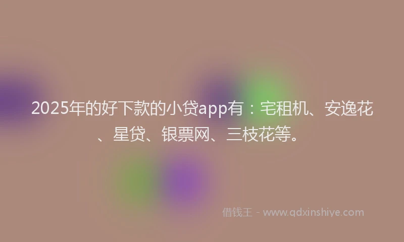 2025年的好下款的小贷app有：宅租机、安逸花、星贷、银票网、三枝花等。