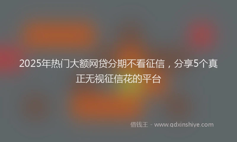 2025年热门大额网贷分期不看征信，分享5个真正无视征信花的平台