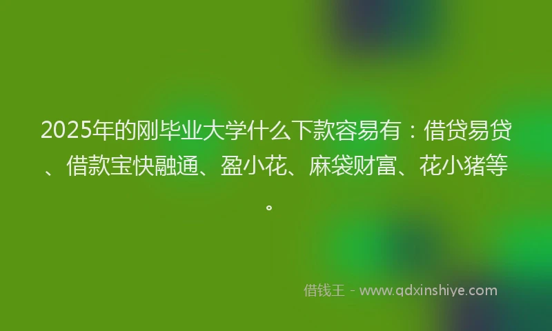2025年的刚毕业大学什么下款容易有：借贷易贷、借款宝快融通、盈小花、麻袋财富、花小猪等。