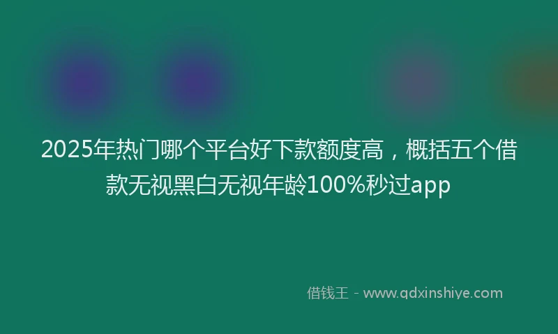 2025年热门哪个平台好下款额度高，概括五个借款无视黑白无视年龄100%秒过app