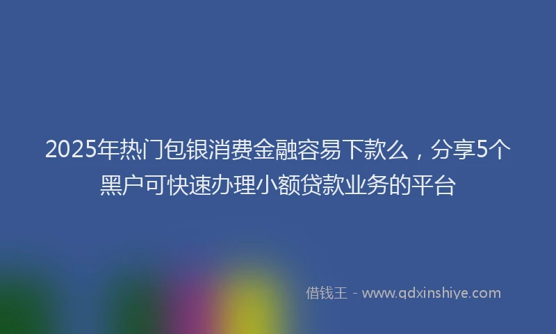 2025年热门包银消费金融容易下款么，分享5个黑户可快速办理小额贷款业务的平台