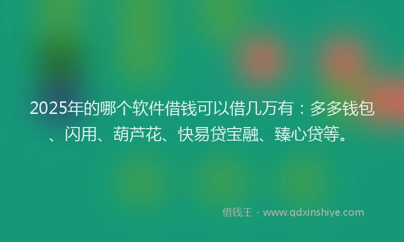 2025年的哪个软件借钱可以借几万有：多多钱包、闪用、葫芦花、快易贷宝融、臻心贷等。
