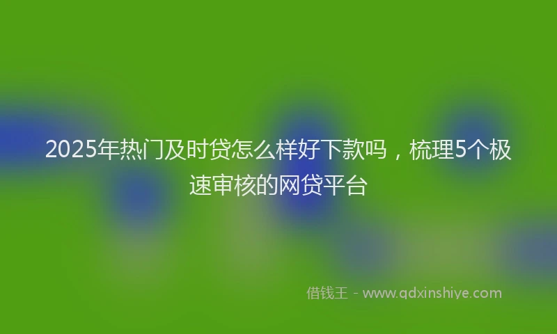 2025年热门及时贷怎么样好下款吗，梳理5个极速审核的网贷平台
