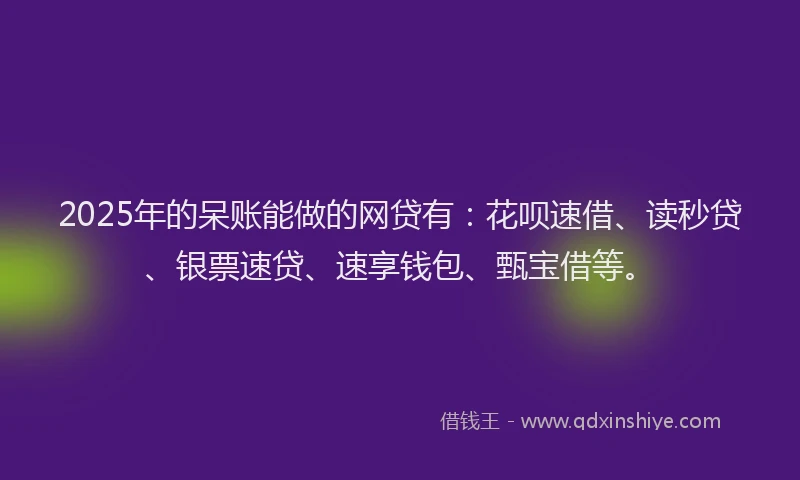 2025年的呆账能做的网贷有：花呗速借、读秒贷、银票速贷、速享钱包、甄宝借等。
