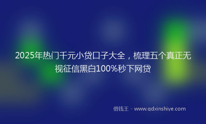 2025年热门千元小贷口子大全，梳理五个真正无视征信黑白100%秒下网贷