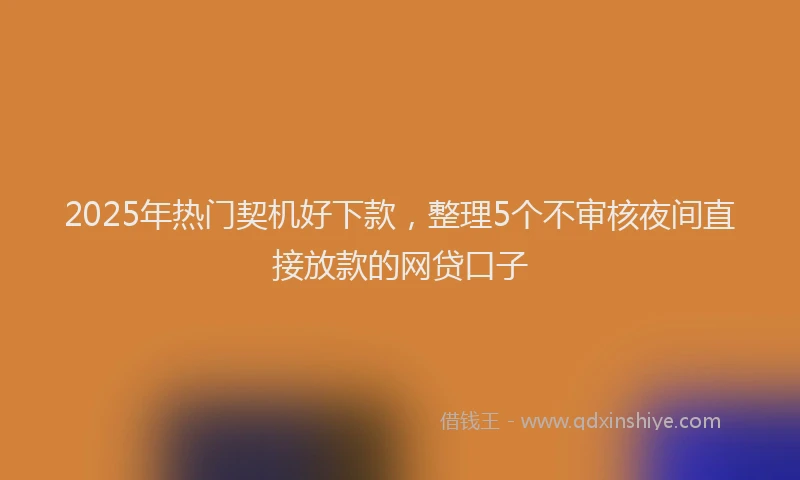 2025年热门契机好下款，整理5个不审核夜间直接放款的网贷口子