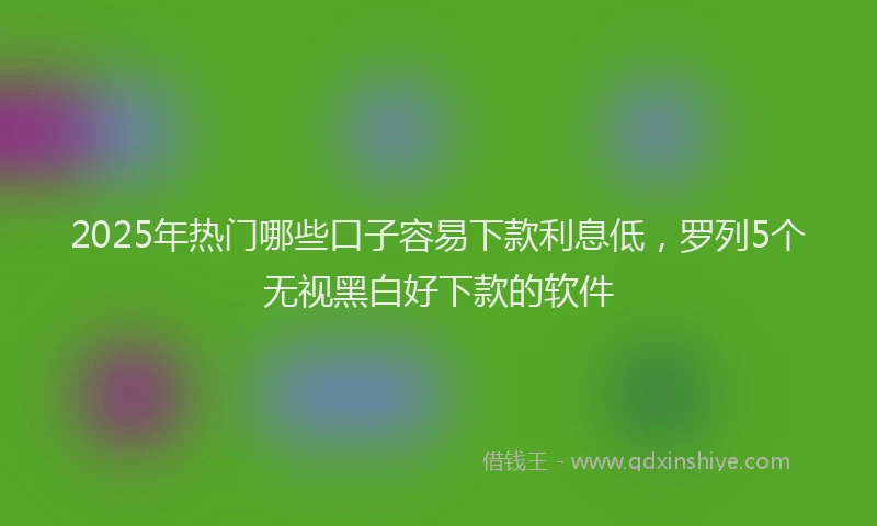 2025年热门哪些口子容易下款利息低，罗列5个无视黑白好下款的软件