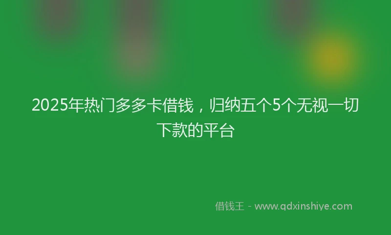 2025年热门多多卡借钱，归纳五个5个无视一切下款的平台