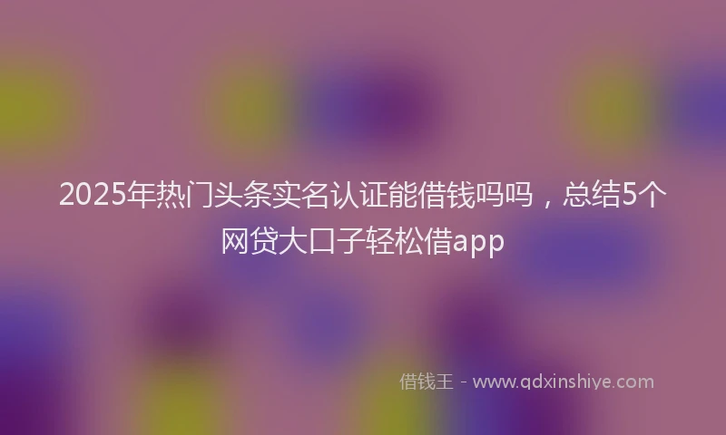 2025年热门头条实名认证能借钱吗吗，总结5个网贷大口子轻松借app
