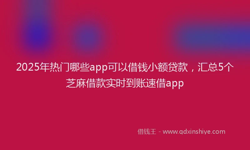 2025年热门哪些app可以借钱小额贷款，汇总5个芝麻借款实时到账速借app