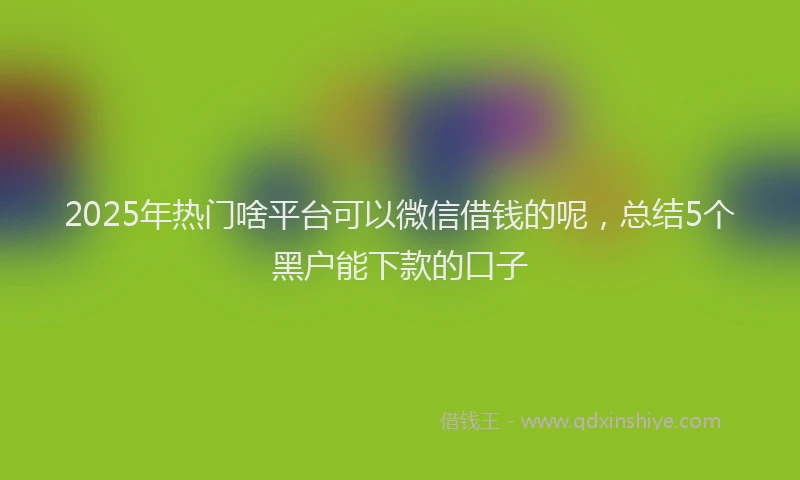 2025年热门啥平台可以微信借钱的呢，总结5个黑户能下款的口子